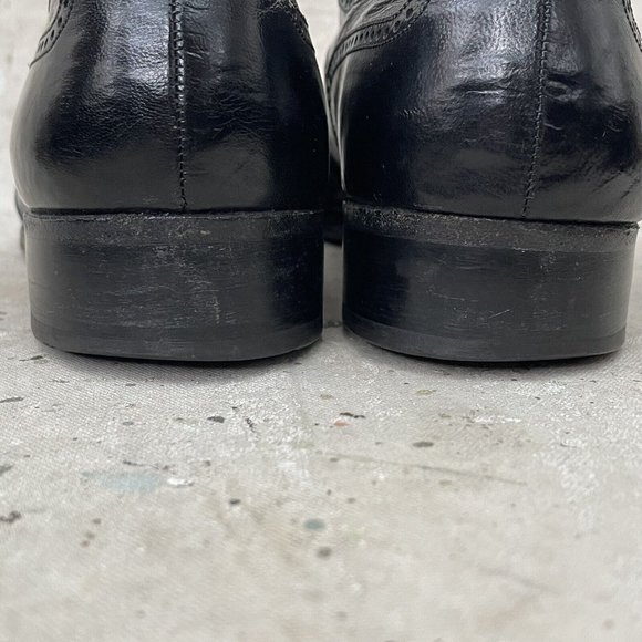 Vintage 1960’s Florsheim Imperial Black Leather Wingtips Shoes, Size 8 C